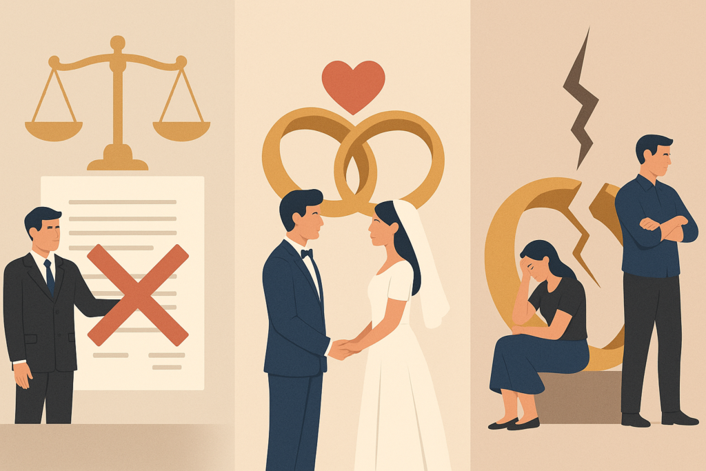 Définition de difference annulation mariage divorce
