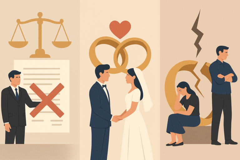 Définition de difference annulation mariage divorce