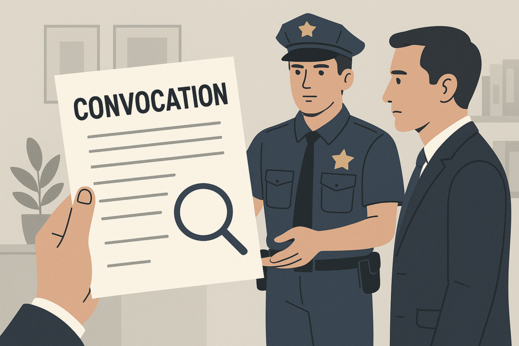 Définition de convocation police preciser motif